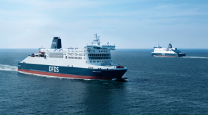 DFDS branded ferries at sea